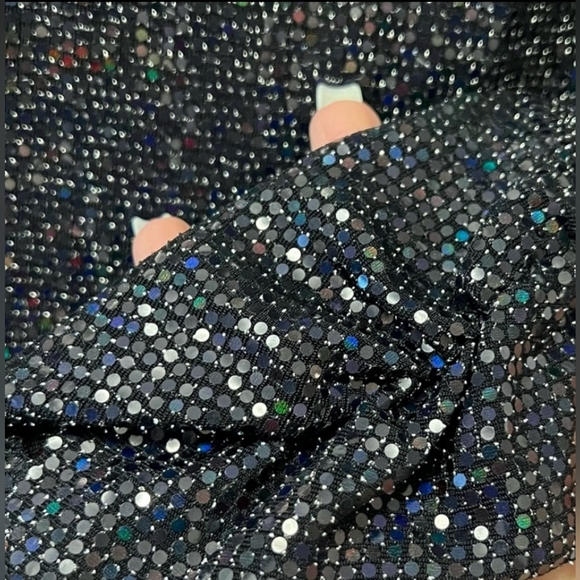 NWT Zara Black Dress Draped Multi Color Sequin Size Medium - Picture 2 of 6